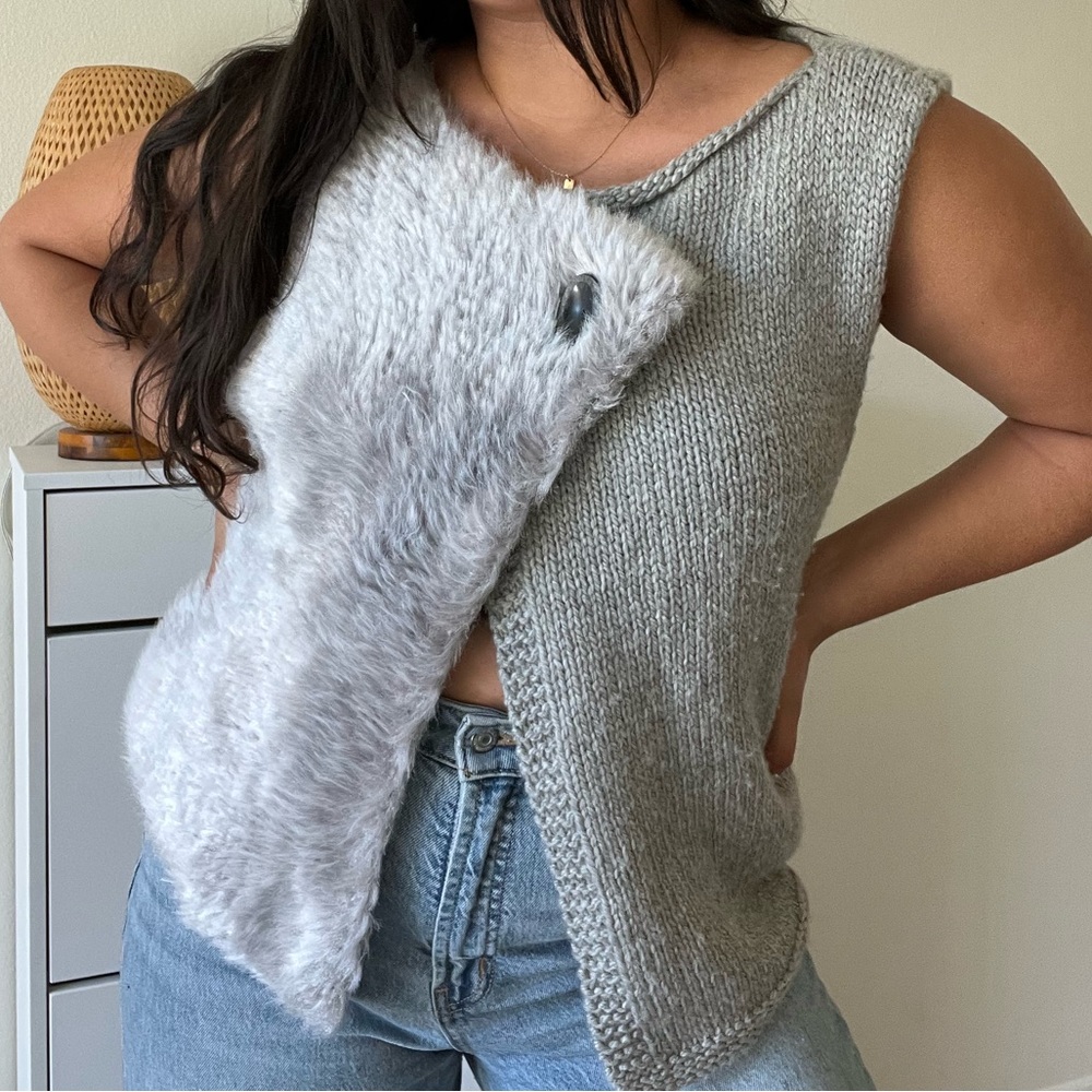 Faux fur asymmetrical vest